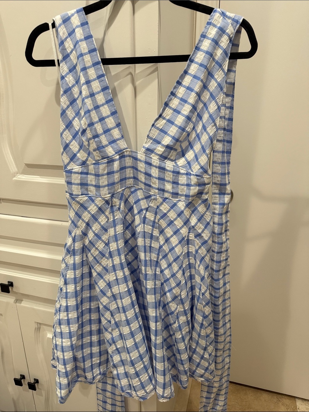 Free People Blue and White Gingham Mini Dress